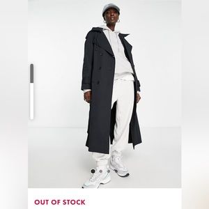 ASOS Black trench coat with hood (detachable)